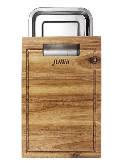 Tabla Madera para picar con Bandeja De Acero Wayu - Mall del Parrillero