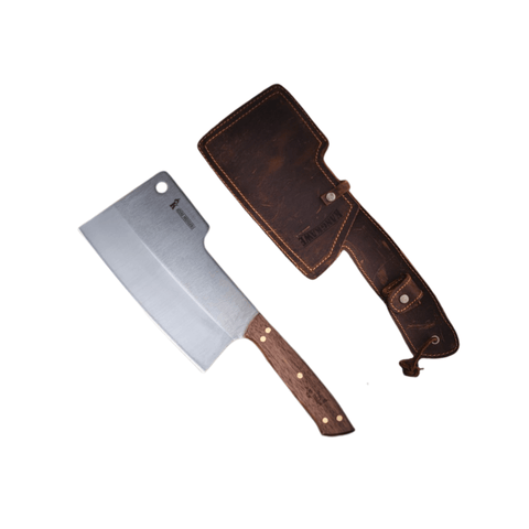 Machete Parrillero 7" Parrillero Riñihue Con Funda De Cuero Café