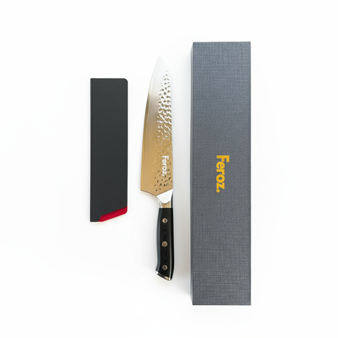 Cuchillo Martillado Feroz XL Acero Damasco completo