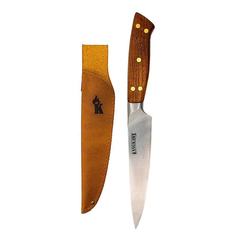 Cuchillo Parrillero 5" Pellaifa Con Funda De Cuero Café