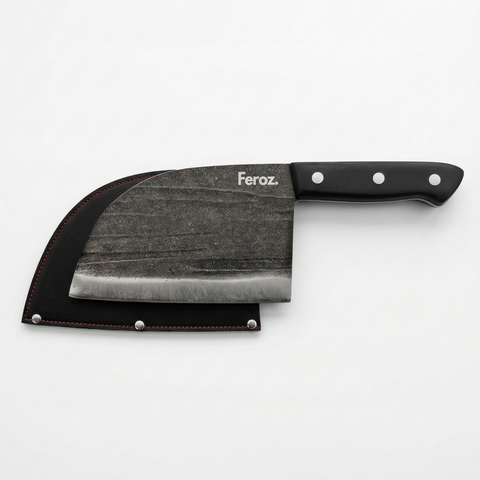 Cuchillo Parrillero Serbian Hualle Feroz + Funda de Cuero Negra con funda