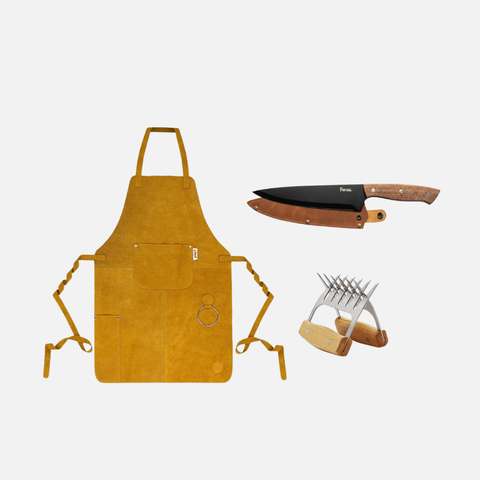 Pack Pechera de Cuero y Set Parrillero