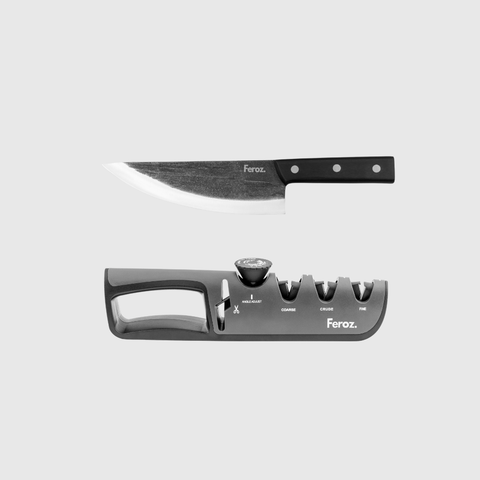 Pack Parrillero Cuchillo Parrillero Forjado + Afilador Feroz 4 en 1