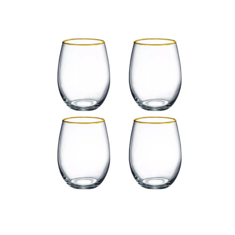 Set 4 Vasos Cocktail con Borde dorado