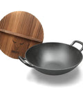 Wok de hierro fundido Con Tapa De Madera 