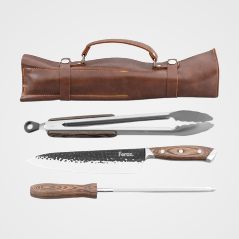 Trío Parrillero Feroz con Porta Cuchillo