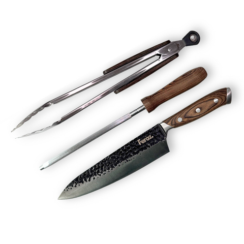 Trío Parrillero Feroz con Porta Cuchillo